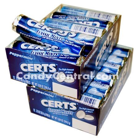 Certs Classic Mints with Retsyn Cryslals-peppermint Flavor(24-.72 Ounce Rolls)