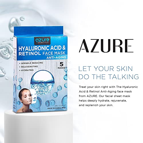 AZURE Hyaluronic Acid & Retinol Anti Aging Facial Mask Rejuvenating & Hydrating Face Mask