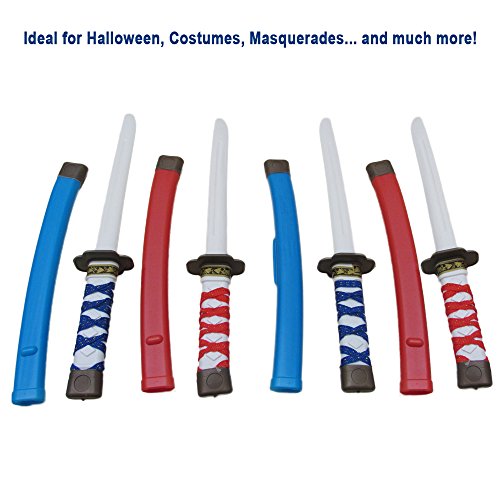 Plastic Swards - Pack of 12 - 17 Inch Plastic Samurai Katana with Sheath and Cloth Wrapped Handles - Ideal for Halloween, Party Dress-Ups, Holiday Occasions, Costume Accessories, and more!