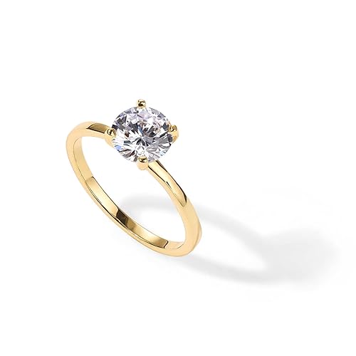 PAVOI 18K Sterling Silver Yellow Gold Vermeil Round Cut Solitaire