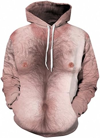 Puchi Design Novelty Chest Hair Hoodies Men/Women Funny 3D Sweatshirt Print Muscle Chest Hair Sexy Hooded Hoodies sudadera