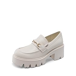 Women Loafers Platform Chunky Heel Slip On Lug Sole