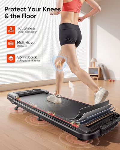 TOPUTURE Foldable Walking Pad with Incline, 4 in 1 Treadmill for Home & Office, 2.5HP Under Desk Treadmill, Portable Compact Treadmills Silent Remote Control, App & LED Display, Installation-Free