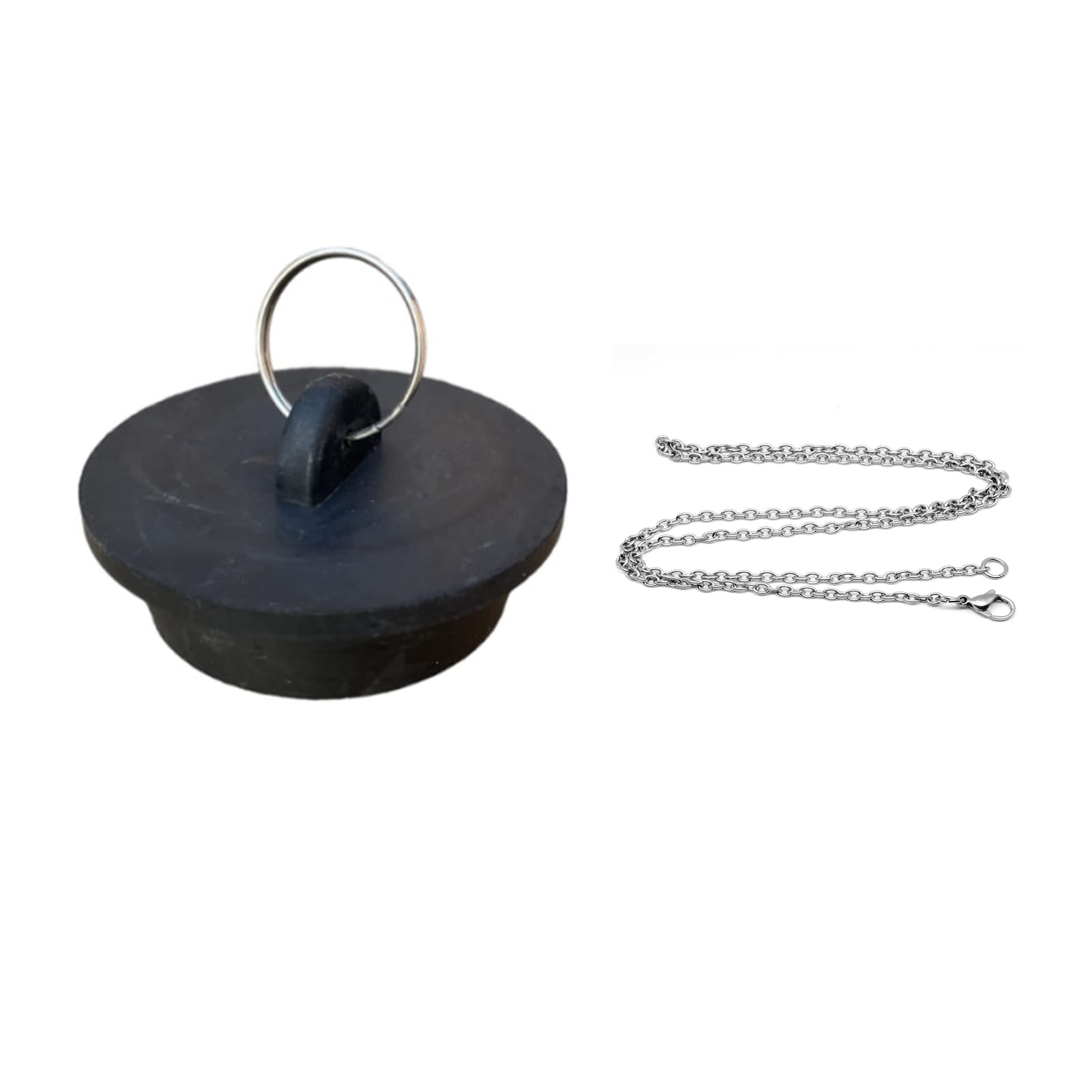 Meiyea Universal Rubber Sink Plug with Hanging Ring - Heavy Duty Waterproof Stopper for Kitchen, Bathtub & Bathroom Sink - Fits 38mm to 44mm Drains (Black)