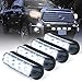 Xprite White 4 LED 4 Watt Emergency Vehicle Waterproof Surface Mount Deck Dash Grille Strobe Light Warning Police Light Head with Clear Lens - 4 Pack