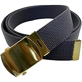 WAUNEE Canvas Belt with Brass Buckle - Military, Golf, Up to 55" Waist Size