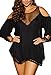 IYISS Plus Size Sexy Lingerie BabyDoll Sleepwear Night Shirt (5XL, Black)