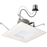 Satco LED Retrofit Downlight with Stepped Baffle, CCT and Wattage Selectable, 5-6 Inch Square, White
