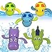 JollySweets Turtles Hippo Crocodile Wind Up Toys Floating Bath Toys 5 Pcs, Bathtub Toys for Toddlers, Clockwork Water Toys Swimming Toys Boys and Girls