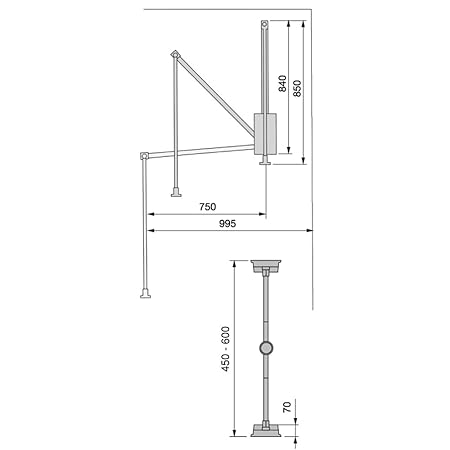 Emuca 7086111 Pull Down Hanging Wardrobe Rail Adjustable 450