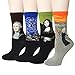4 Pairs Womens Famous Painting Art Printed Casual Crew Funny Socks by Amandir