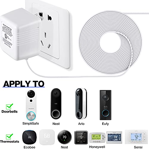 24V Doorbell Power Supply Adapter, 16.4ft C Wire Adapter Video Doorbell