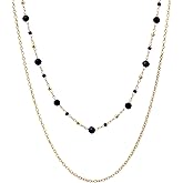 TaYolnFaSo Natural Gemstone Layered Necklace for Women 18k Gold Plated Bead Chain Necklace Healing Crystal Gemstone Jewelry Birthday Gift for Wife Girlfriend Mother