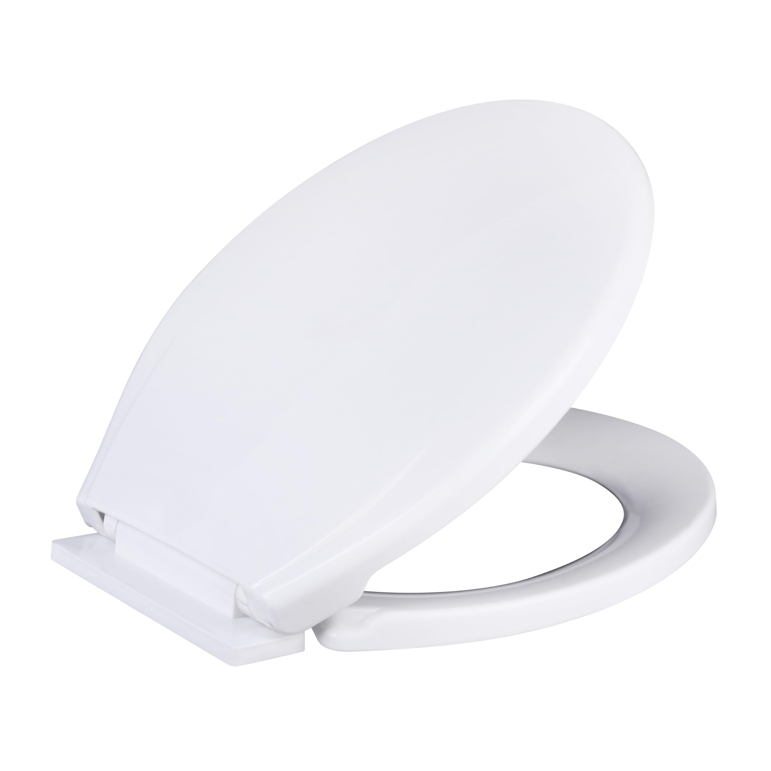 Hanra Soft Close Toilet Seat with Quick Release for Easy Cleaning, Simple Top Fixing, Standard Oval Shape Toilet Seat White with Adjustable Hinges, 410L x 360W
