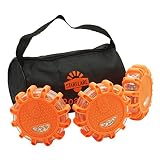 StarFlare LED Road Flares Emergency Disc Safety Light Flashing Roadside Beacon for Car Truck with Storage Bag (Pack of 3)