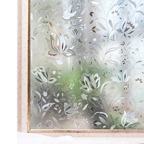 Window Film 23.6x78.7 Inches 3D Static Privacy Decoration Self Adhesive for UV Blocking Heat Control Glass Stickers