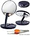 15X Lighted Adjustable Travel Compact Mirror with Stainless Steel Tweezers