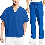 Cherokee Mens Workwear Scrub Set Medical/Dentist Uniform V-neck Top & Cargo Pant (Royal, X-Large)