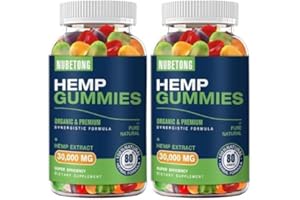 NUBETONG Hemp Gummies for Sleep, Pain,Anxiety Organic High Potency Extra Strength Hemp Oil Extract Edible Gummy Supplement for Adult Gummy 2 Packs