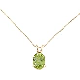 14k Yellow Gold Oval Peridot Pendant with 18" Chain