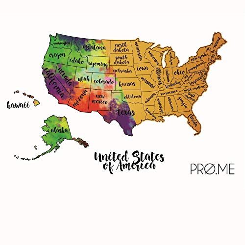 PRO.ME Scratch Off Map of The United States Wall Poster Traveler Gifts Premium Decorative Watercolor - //coolthings.us