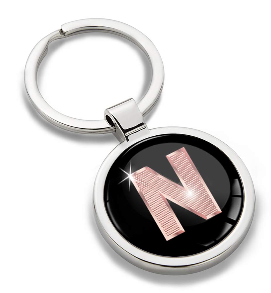 Biomar Labs Letter Keychain Alphabet Initial Keyring 3D Metal Stainless Steel Personalised Initials Charm for Car Keys and House Keys Available in Rose Gold (N in Rose Gold KK 40) — image 1