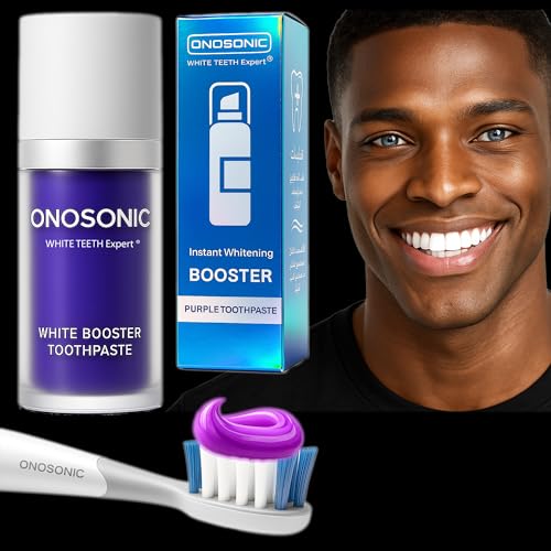 INSTANT Whitening Booster - ONOSONIC White Teeth Expert® – Purple Gel Toothpaste for Instant Teeth Whitening, Stain Removal | Brightens Yellow Tones, Freshens Breath & Polishes Teeth instantly