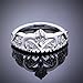 fourHeart 925 Sterling Silver Plated Gorgeous CZ Princess Crown Tiara Band Wedding Cz Eternity Ring
