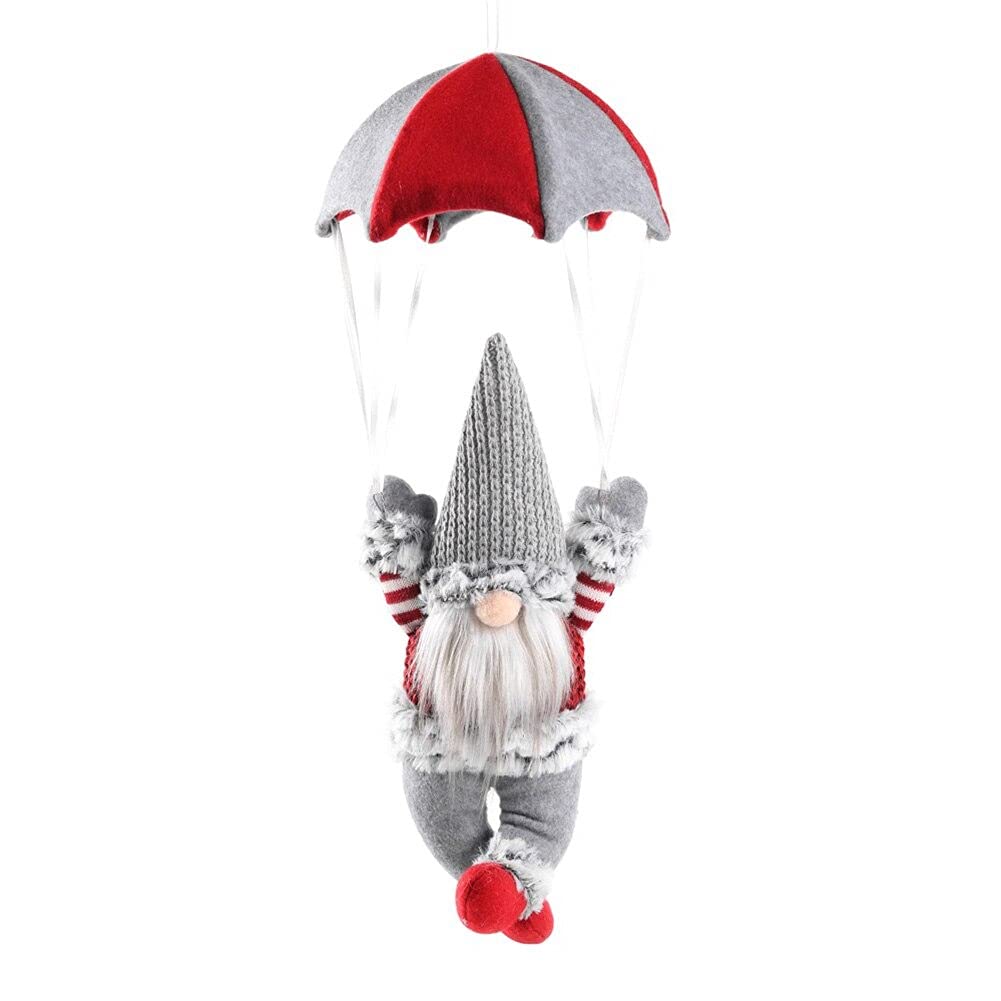 GiftShop Christmas Parachute Gnome Xmas Decorations Hanging Home Decor Grey Red Gonk Nordic Ornaments Gift Large Sequin Gnomes (Grey)