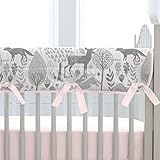 Carousel Designs Pink and Gray Woodland Crib Rail Cover