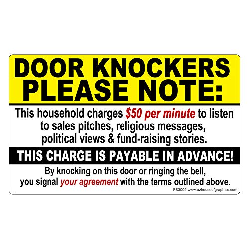 AZ House of Graphics Door Knockers Please Note $50 per Minute Stickers 2 Pack