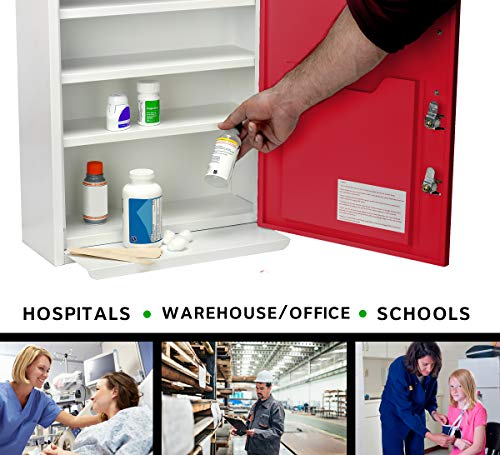 AdirMed Medicine Cabinet with Pull-Out Shelf & Document Pocket - Large