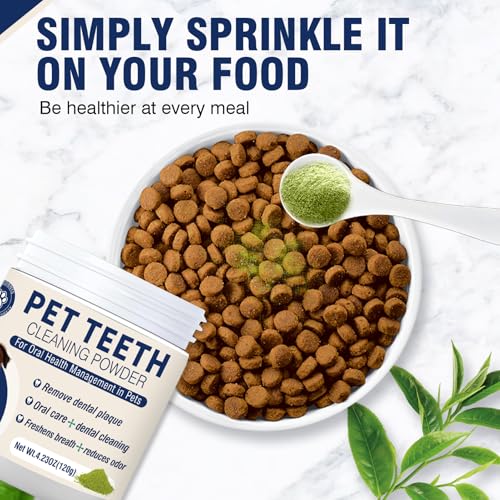 Dental Powder for Dogs Dog Teeth Cleaning Products Dog Tooth Cleaning Powder with Probiotics for Dogs Bad Breath Treatment Plaque and Tartar for Small Medium and Large Pet Dental Cleaner 120 Grams