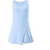 Little Girls Golf Tennis Sports Round Neck Sleeveless Athletic Active Dress with Safety Shorts and Pockets