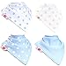 Zippy Fun Baby and Toddler Bandana Bib - Absorbent 100% Cotton Front Drool Bibs with Adjustable Snaps (4 Pack Gift Set) Boys Blue and White