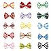 BINGPET 30 Pcs/15 Pairs Dog Hair Bows with Rubber Band Cute Plaid Bowknot Topknot Pet Grooming Dog Hair Accessories