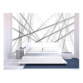 Abstract Black and White Background with Crossing Lines - Removable Wall Mural | Self-Adhesive Large Wallpaper - 66x96 inches