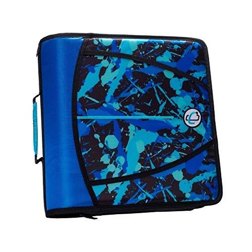 Case-It T641P Zipper Binder, 3-Inch Capacity, with 5-Tab Expanding File, Zip Mesh Pocket, Shoulder Strap, Splatter Blue - Thumbnail 6