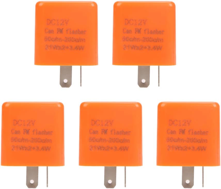Akozon Flasher Relay, 5pcs/set 12V 2 Pin Motorcycle Blinker Speed Adjustable Auto Motorcycle LED Turn Signal Indicator