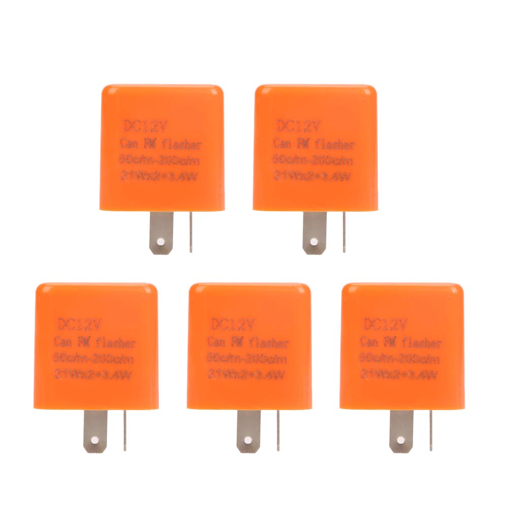 Akozon Flasher Relay, 5pcs/set 12V 2 Pin Motorcycle Blinker Speed Adjustable Auto Motorcycle LED Turn Signal Indicator