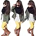 Franterd Baby Girls Clothes Set, Long Sleeve T-Shirt Tops+Coat+Pants Outfits (Army Green, 2T)