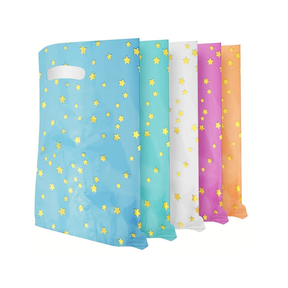 Flintronic 30PCS Party Bags Colorful Pentagram, Plastic Small Gifts Bags, 5 Color, Girls Boys Children's Birthday Gift Bag, Colorful Gift Goodies Bags, Perfect for Kids Birthday Party