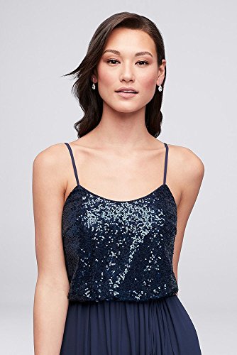 david's bridal long sequin blouson dress