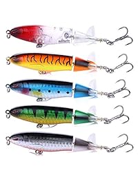 HENGJIA   Señuelos de pesca flotantes de superficie de plástico duro (F   5 unidades, 3.9 in, 0.46 oz)