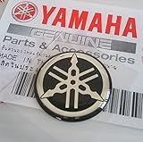Genuine 18mm Diameter Yamaha Tuning Fork Decal Sticker Emblem Logo Black / Silver Raised Domed Gel Resin Self Adhesive Motorcycle / Jet Ski / ATV / Snowmobile