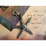 Smiling Wisdom Aqua Starfish Charm Gift Set - Grief Sea Turtle Time Takes Time Healing Greeting Card Set - Sympathy, Bereavement, Memorial, Illness, Get Well, Condolence - Black and Blue