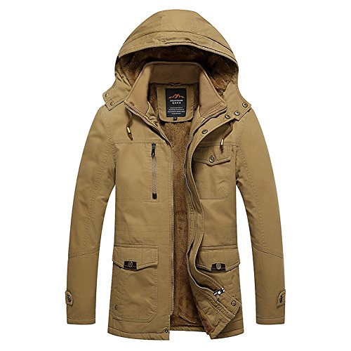 H.T.Niao Jacket8935C3 Men 's Korean Version of Leisure Plus Cotton(Khaki,Size M)