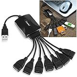 INSTEN 7-Port Octopus USB Hub, Black Compatible with Apple iPhone 7/7 Plus/6S/6S Plus 8 X XS MAX XR, Samsung Galaxy S7 Edge/S7/S8/S9 Mobile USB Flash Drive PC Laptop Computer Supports Windows MacOS