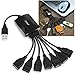 INSTEN 7-Port Octopus USB Hub, Black Compatible with Apple iPhone 7/7 Plus/6S/6S Plus 8 X XS MAX XR, Samsung Galaxy S7 Edge/S7/S8/S9 Mobile USB Flash Drive PC Laptop Computer Supports Windows MacOS