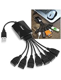 Insten 7 Port USB Hub Octopus, Negro para el iPhone de Apple 7 7 Plus 6s 6s Plus, Samsung Galaxy S7 Edge S7